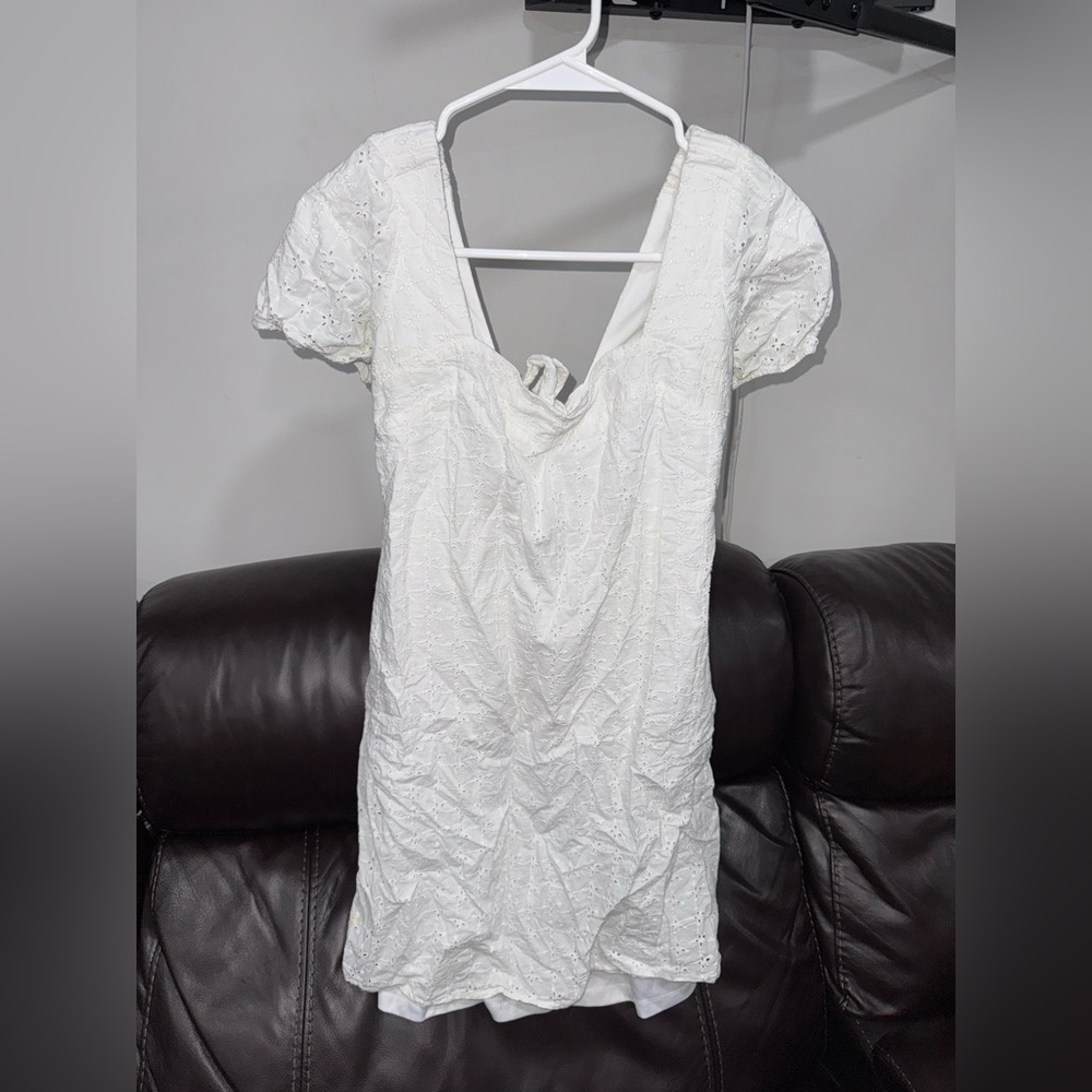 Vylette White Lace Mini Dress